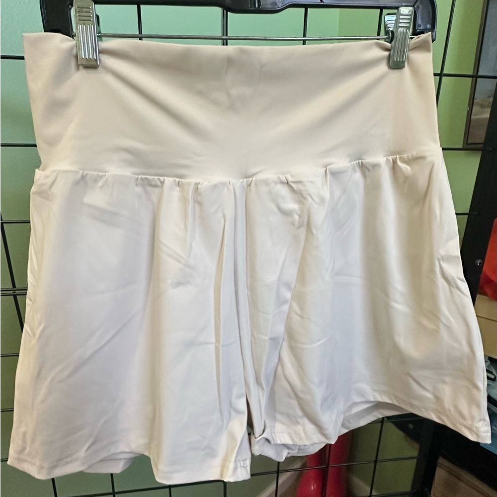 Cream High-Waisted Skort